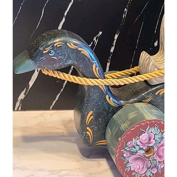 1994 HandMade SantaClaus Duck Sleigh Solid Wood Figurine Folk Art One Of A Kind - Picture 11 of 12